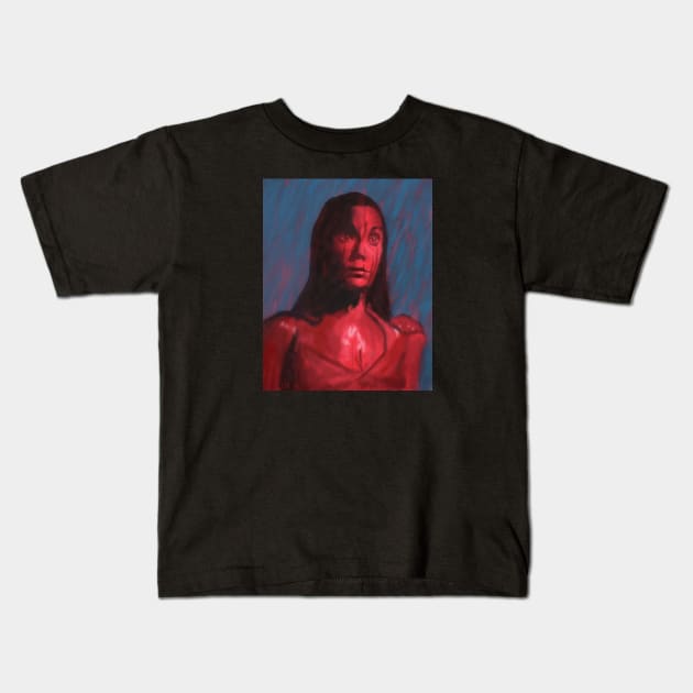 Carrie Horror Art Digital Portrait Kids T-Shirt by ianoz